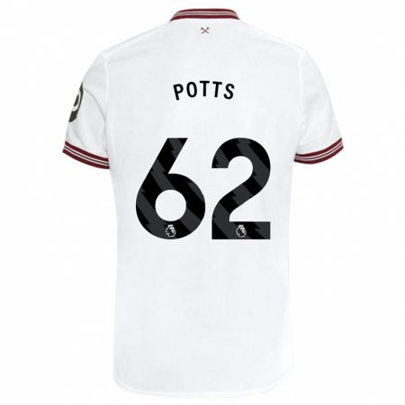 Kandiny Bambino Maglia Freddie Potts #62 Bianco Kit Gara Away 2023/24 Maglietta