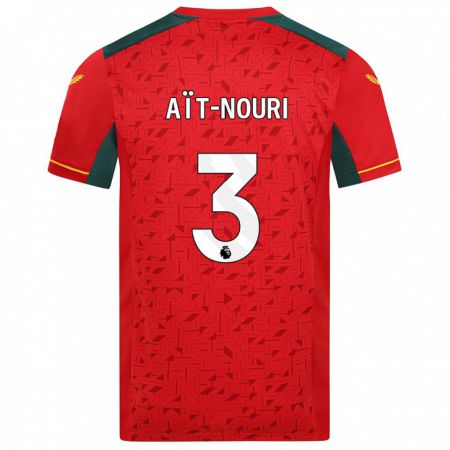 Kandiny Bambino Maglia Rayan Aït-Nouri #3 Rosso Kit Gara Away 2023/24 Maglietta