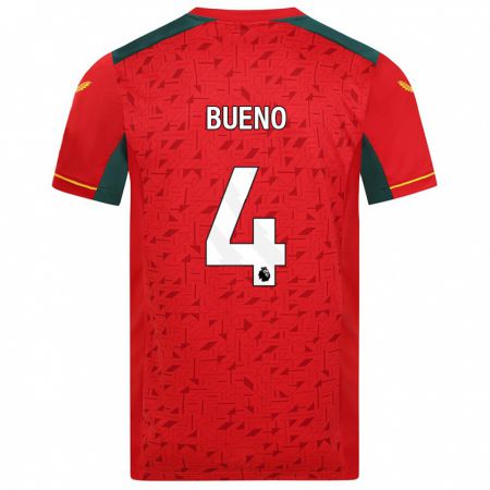 Kandiny Bambino Maglia Santiago Bueno #4 Rosso Kit Gara Away 2023/24 Maglietta