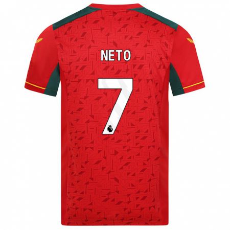 Kandiny Bambino Maglia Pedro Neto #7 Rosso Kit Gara Away 2023/24 Maglietta