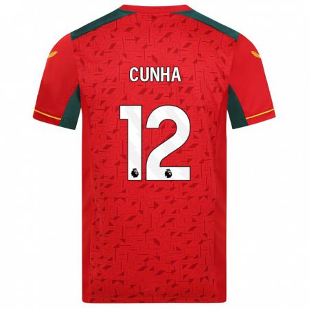 Kandiny Bambino Maglia Matheus Cunha #12 Rosso Kit Gara Away 2023/24 Maglietta