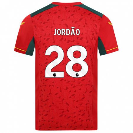 Kandiny Bambino Maglia Bruno Jordão #28 Rosso Kit Gara Away 2023/24 Maglietta