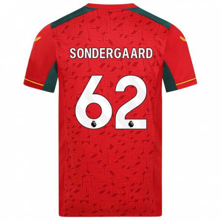 Kandiny Bambino Maglia Andreas Sondergaard #62 Rosso Kit Gara Away 2023/24 Maglietta