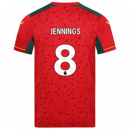 Kandiny Bambino Maglia Shannie Jennings #8 Rosso Kit Gara Away 2023/24 Maglietta