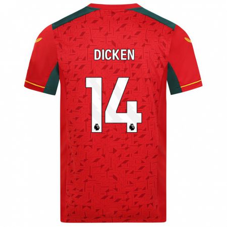 Kandiny Bambino Maglia Amy Dicken #14 Rosso Kit Gara Away 2023/24 Maglietta