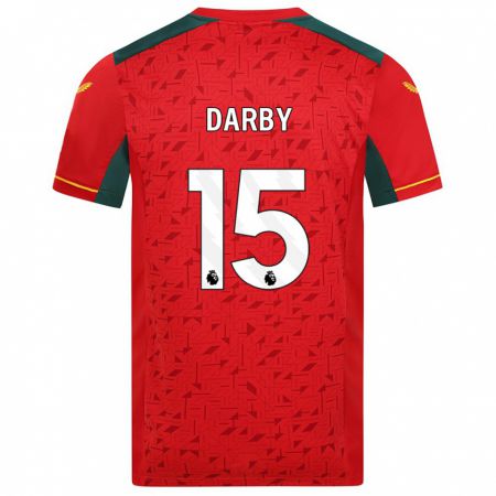 Kandiny Bambino Maglia Kelly Darby #15 Rosso Kit Gara Away 2023/24 Maglietta