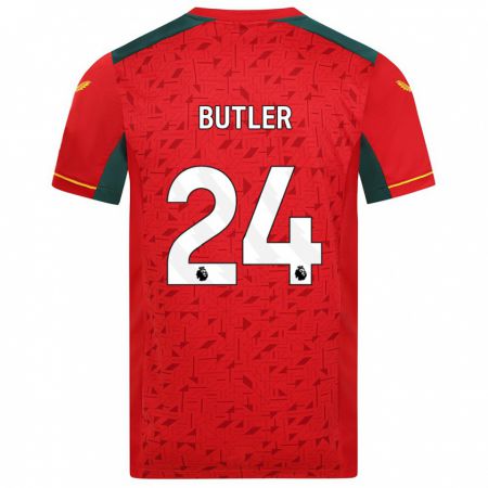 Kandiny Bambino Maglia Elli Butler #24 Rosso Kit Gara Away 2023/24 Maglietta