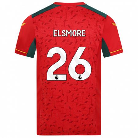 Kandiny Bambino Maglia Ria Elsmore #26 Rosso Kit Gara Away 2023/24 Maglietta