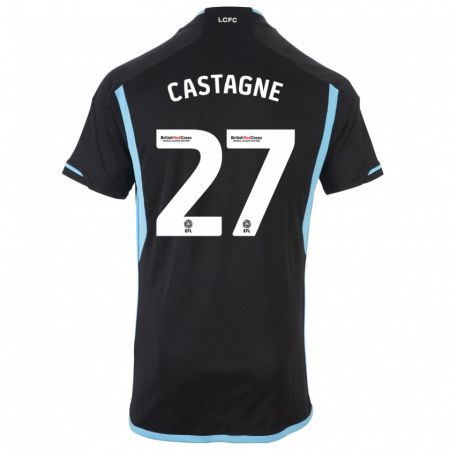 Kandiny Bambino Maglia Timothy Castagne #27 Nero Kit Gara Away 2023/24 Maglietta