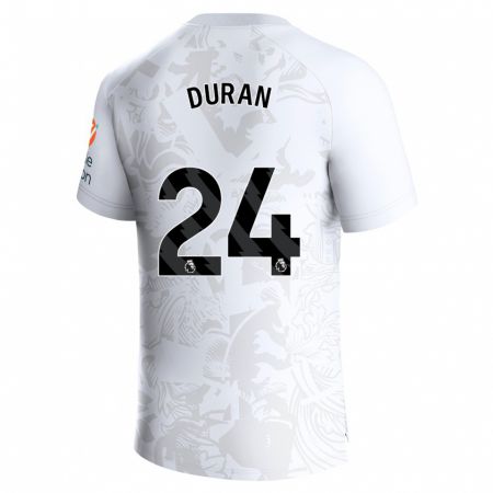 Kandiny Bambino Maglia Jhon Durán #24 Bianco Kit Gara Away 2023/24 Maglietta