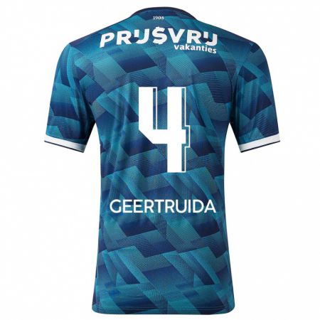 Kandiny Bambino Maglia Lutsharel Geertruida #4 Blu Kit Gara Away 2023/24 Maglietta