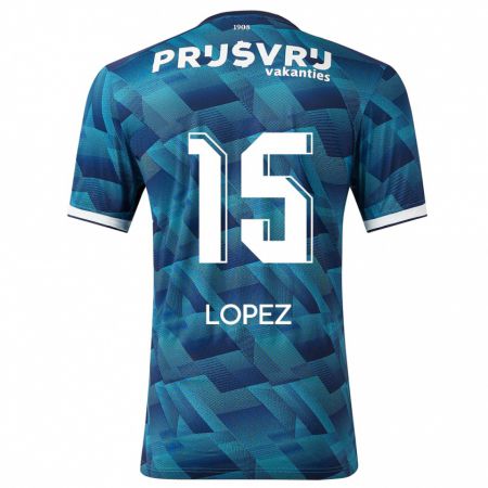 Kandiny Bambino Maglia Marcos López #15 Blu Kit Gara Away 2023/24 Maglietta