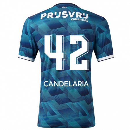 Kandiny Bambino Maglia Jayden Candelaria #42 Blu Kit Gara Away 2023/24 Maglietta