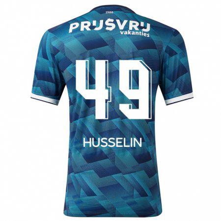 Kandiny Bambino Maglia Matéo Husselin #49 Blu Kit Gara Away 2023/24 Maglietta