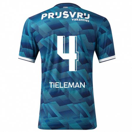 Kandiny Bambino Maglia Jerry Tieleman #4 Blu Kit Gara Away 2023/24 Maglietta