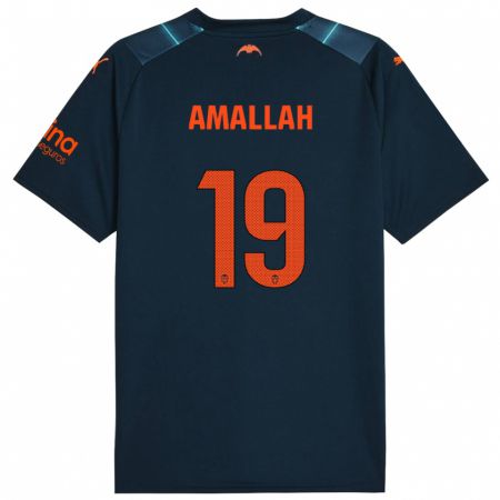 Kandiny Bambino Maglia Selim Amallah #19 Blu Marino Kit Gara Away 2023/24 Maglietta