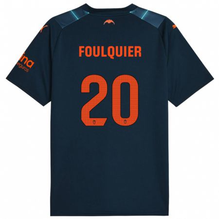 Kandiny Kinder Dimitri Foulquier #20 Marineblau Auswärtstrikot Trikot 2023/24 T-Shirt Österreich