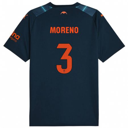 Kandiny Kinderen Diego Moreno #3 Marineblauw Uitshirt Uittenue 2023/24 T-Shirt België