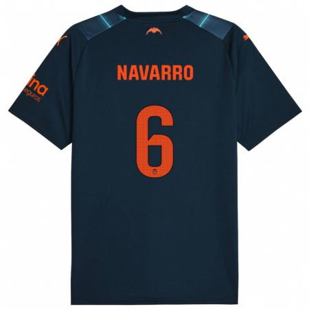 Kandiny Bambino Maglia Javi Navarro #6 Blu Marino Kit Gara Away 2023/24 Maglietta