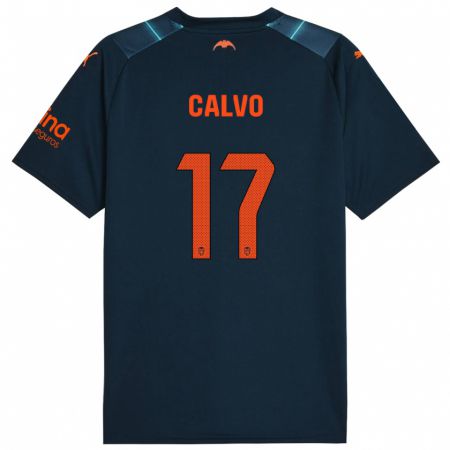 Kandiny Bambino Maglia Borja Calvo #17 Blu Marino Kit Gara Away 2023/24 Maglietta