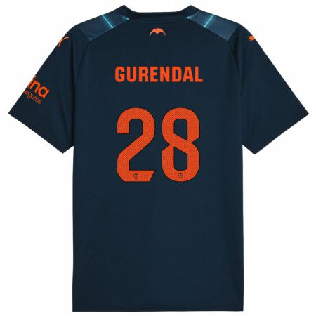 Kandiny Bambino Maglia Alexander Gurendal #28 Blu Marino Kit Gara Away 2023/24 Maglietta