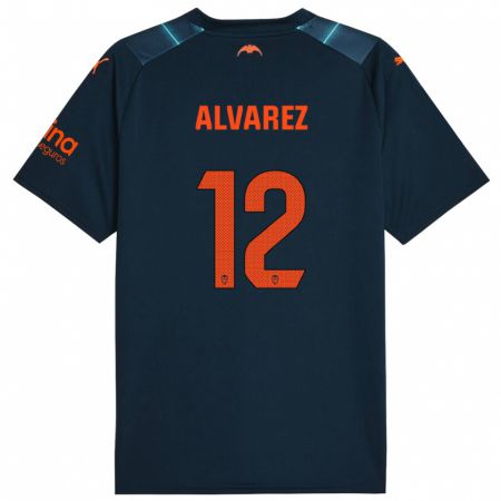 Kandiny Kinder Sofia Alvarez #12 Marineblau Auswärtstrikot Trikot 2023/24 T-Shirt Österreich