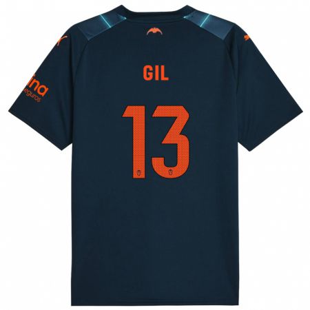 Kandiny Bambino Maglia Noelia Gil #13 Blu Marino Kit Gara Away 2023/24 Maglietta