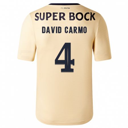 Kandiny Bambino Maglia David Carmo #4 Beige-Dorato Kit Gara Away 2023/24 Maglietta