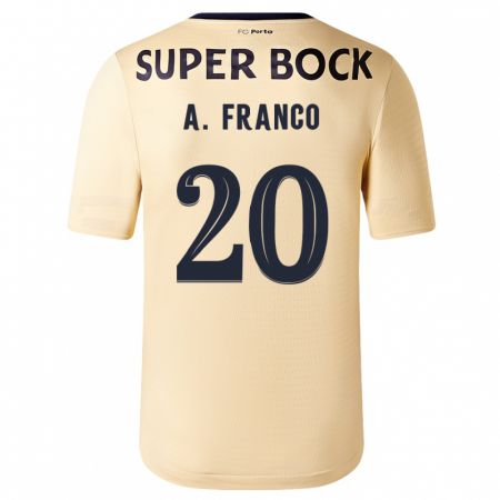 Kandiny Bambino Maglia André Franco #20 Beige-Dorato Kit Gara Away 2023/24 Maglietta