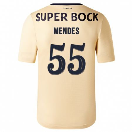 Kandiny Bambino Maglia João Mendes #55 Beige-Dorato Kit Gara Away 2023/24 Maglietta