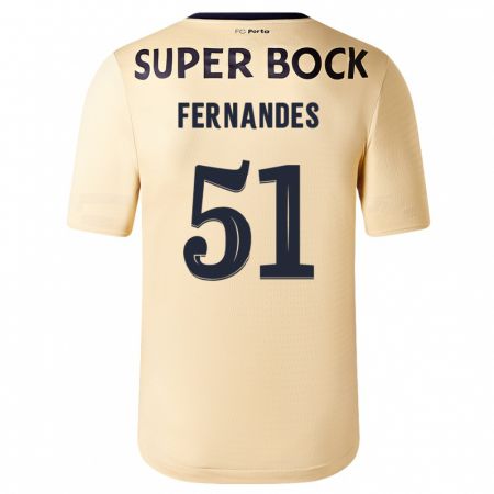 Kandiny Bambino Maglia Diogo Fernandes #51 Beige-Dorato Kit Gara Away 2023/24 Maglietta