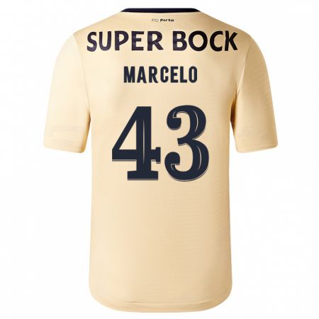 Kandiny Bambino Maglia Joao Marcelo #43 Beige-Dorato Kit Gara Away 2023/24 Maglietta