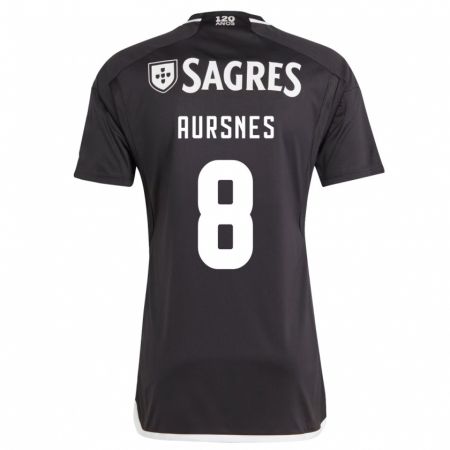 Kandiny Bambino Maglia Fredrik Aursnes #8 Nero Kit Gara Away 2023/24 Maglietta