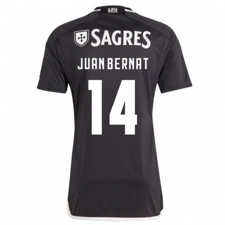 Kandiny Bambino Maglia Juan Bernat #14 Nero Kit Gara Away 2023/24 Maglietta