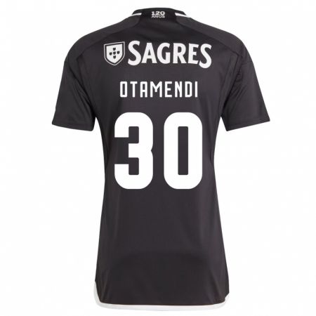 Kandiny Bambino Maglia Nicolás Otamendi #30 Nero Kit Gara Away 2023/24 Maglietta