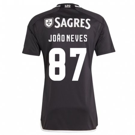 Kandiny Bambino Maglia João Neves #87 Nero Kit Gara Away 2023/24 Maglietta