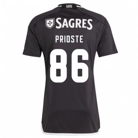 Kandiny Bambino Maglia Diogo Prioste #86 Nero Kit Gara Away 2023/24 Maglietta