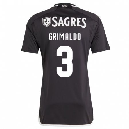 Kandiny Bambino Maglia Alejandro Grimaldo #3 Nero Kit Gara Away 2023/24 Maglietta