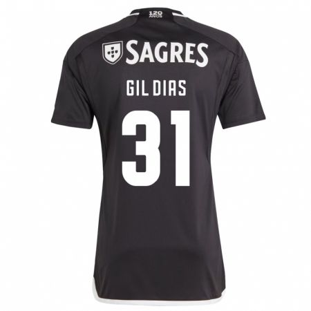 Kandiny Bambino Maglia Gil Dias #31 Nero Kit Gara Away 2023/24 Maglietta