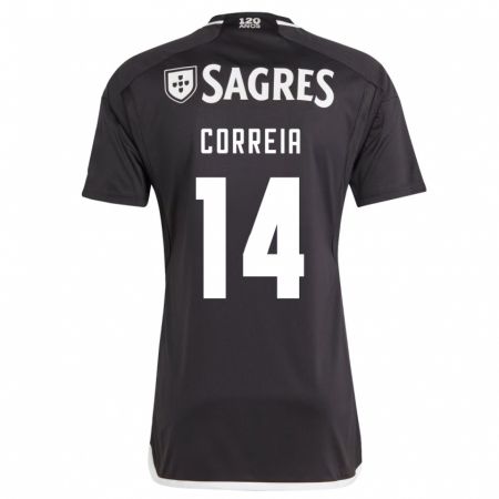 Kandiny Bambino Maglia Carolina Correia #14 Nero Kit Gara Away 2023/24 Maglietta