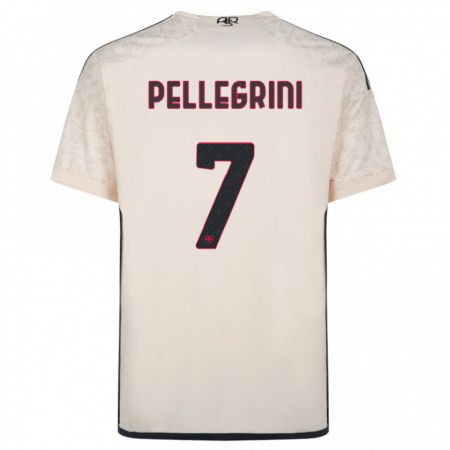 Kandiny Kinderen Lorenzo Pellegrini #7 Gebroken Wit Uitshirt Uittenue 2023/24 T-Shirt België