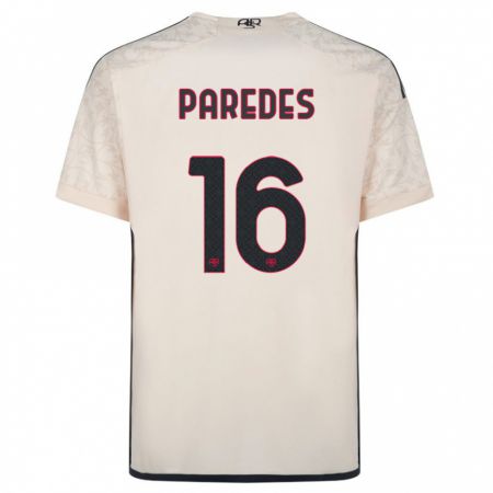 Kandiny Kinder Leandro Paredes #16 Cremefarben Auswärtstrikot Trikot 2023/24 T-Shirt Österreich