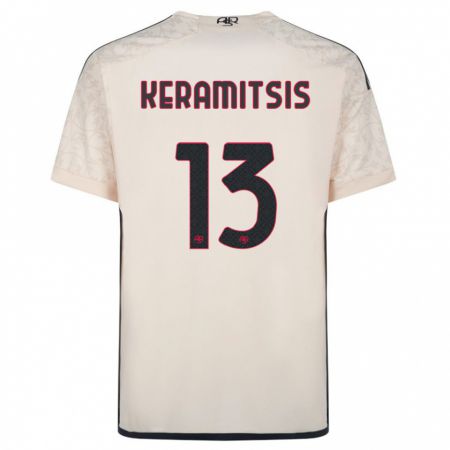 Kandiny Bambino Maglia Dimitrios Keramitsis #13 Bianco Blu Kit Gara Away 2023/24 Maglietta