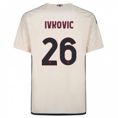 Kandiny Bambino Maglia Mate Ivkovic #26 Bianco Blu Kit Gara Away 2023/24 Maglietta