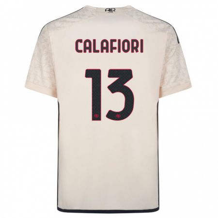 Kandiny Bambino Maglia Riccardo Calafiori #13 Bianco Blu Kit Gara Away 2023/24 Maglietta