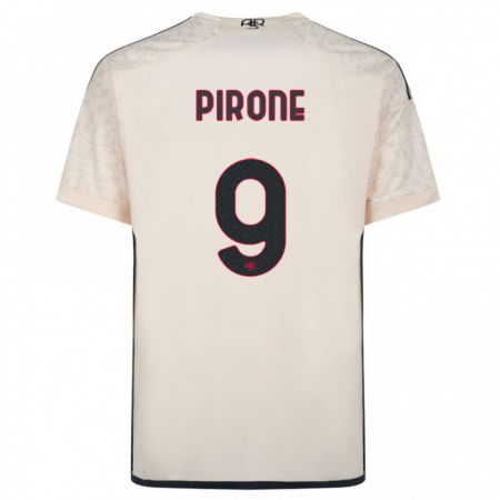 Kandiny Bambino Maglia Valeria Pirone #9 Bianco Blu Kit Gara Away 2023/24 Maglietta