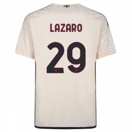 Kandiny Bambino Maglia Paloma Lazaro #29 Bianco Blu Kit Gara Away 2023/24 Maglietta