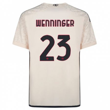 Kandiny Bambino Maglia Carina Wenninger #23 Bianco Blu Kit Gara Away 2023/24 Maglietta