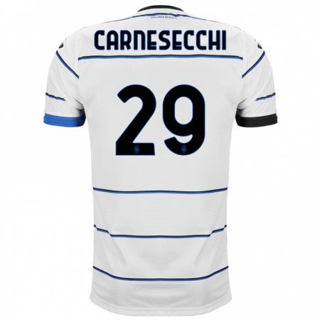 Kandiny Bambino Maglia Marco Carnesecchi #29 Bianco Kit Gara Away 2023/24 Maglietta