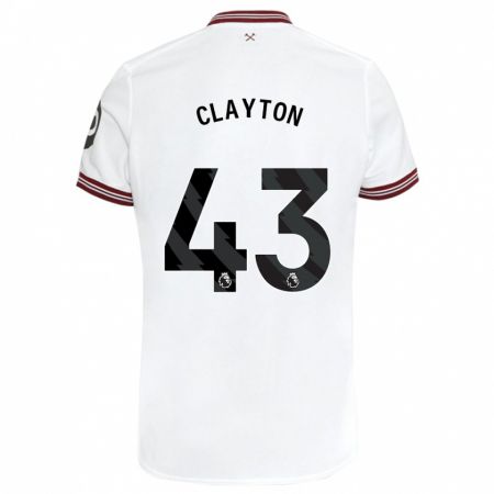 Kandiny Uomo Maglia Regan Clayton #43 Bianco Kit Gara Away 2023/24 Maglietta